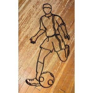 Soccer Player Metal Wall Decore and Sculpture Sports Room Decor Soccer Player
